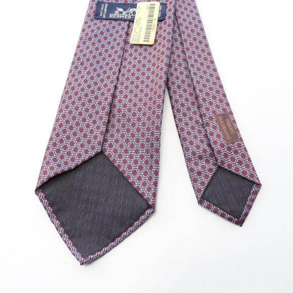Hermes Hermès silk tie for men in burgundy and blue.